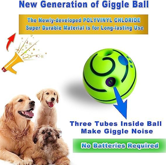 ZUNAX Giggle Ball for Dogs - Interactive Toy With Funny Sounds for Boredom and Anxiety - Squeaky Dog Toy for Small, Medium, and Large Breeds