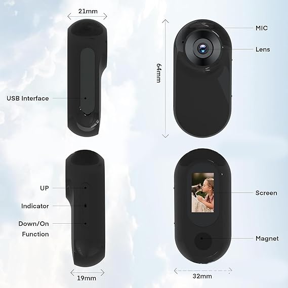 Goshyda HD 1080P Cat Collar Camera, 170° Wide Angle Lens Pet Dog Collar Camera, Mini Sports Action Camera with Video Records