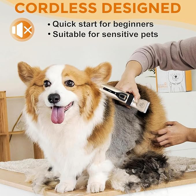 Dog Clippers Professional for Thick Hair,Rechargeable Low Noise Dog Grooming