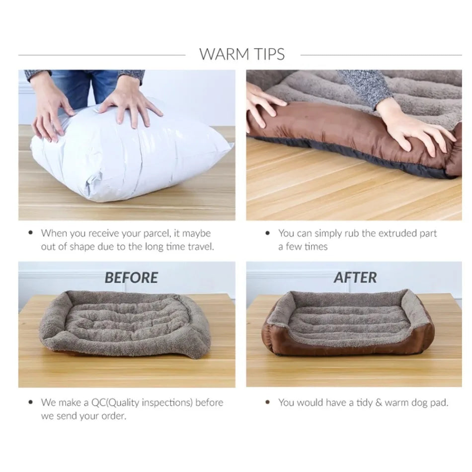 Large Dog Bed Square Plush Cat Nest