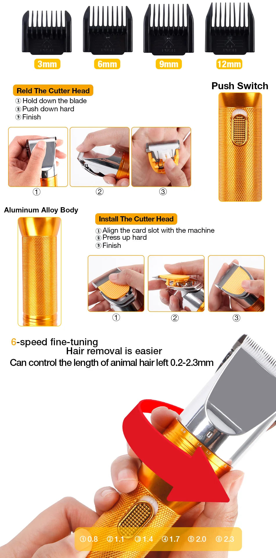 380W 12V Cordless Pet Hair Trimmer