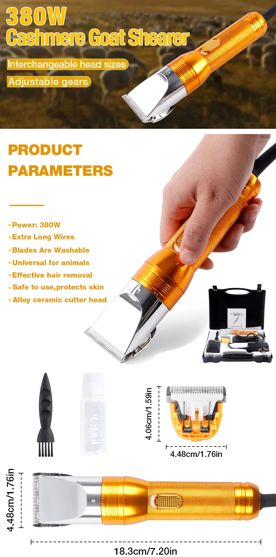 380W 12V Cordless Pet Hair Trimmer