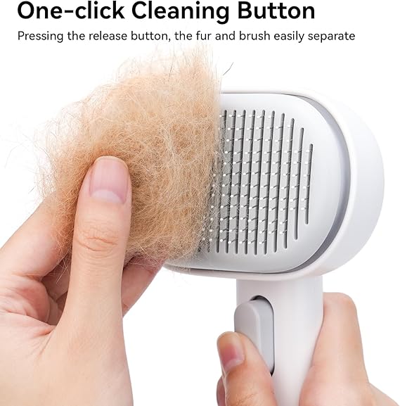 aumuca Cat Brush with Release Button, Cat Grooming Brush for Long or Semi-Short Haired Cats for Shedding Removing Loose Fur and Massage