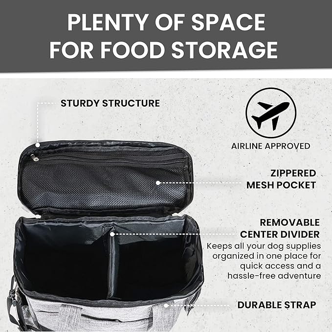 Dog Travel Bag for Supplies - Airline-Approved Backpack for Dogs