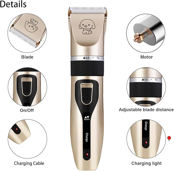 Dog Clippers Professional for Thick Hair,Rechargeable Low Noise Dog Grooming