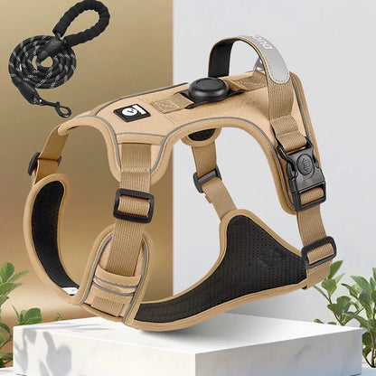 Dog Harness with Airtag Holder and Leash