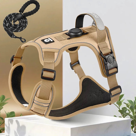 Dog Harness with Airtag Holder and Leash