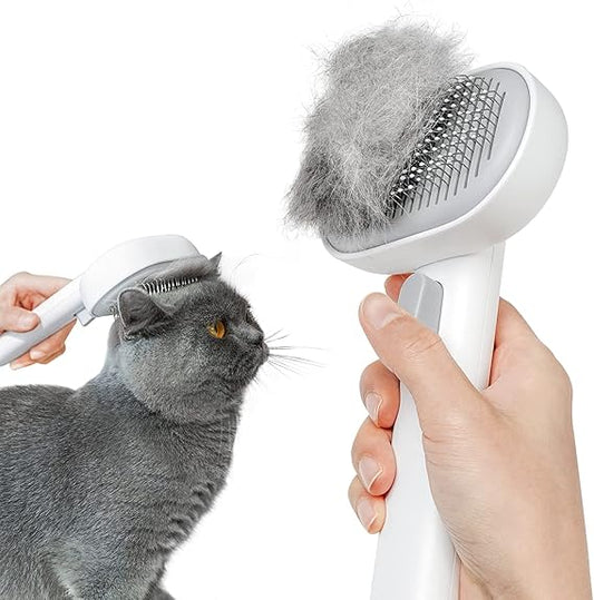 aumuca Cat Brush with Release Button, Cat Grooming Brush for Long or Semi-Short Haired Cats for Shedding Removing Loose Fur and Massage