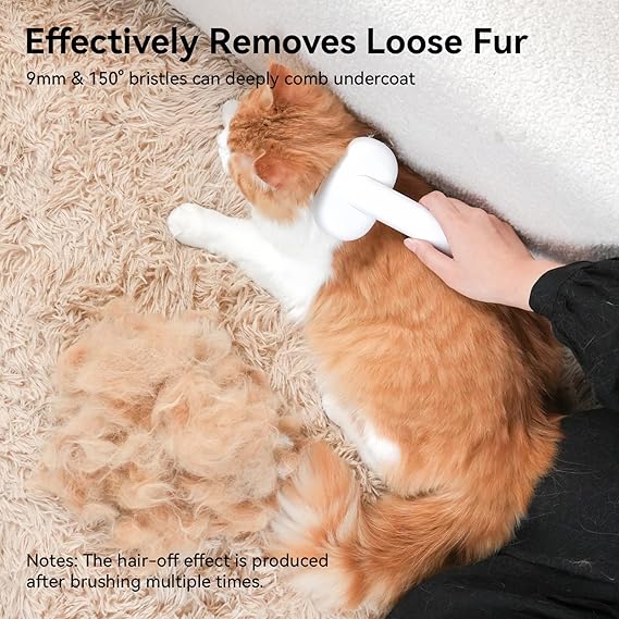 aumuca Cat Brush with Release Button, Cat Grooming Brush for Long or Semi-Short Haired Cats for Shedding Removing Loose Fur and Massage